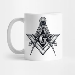 Ornate Square & Compass Masonic Freemason Mug